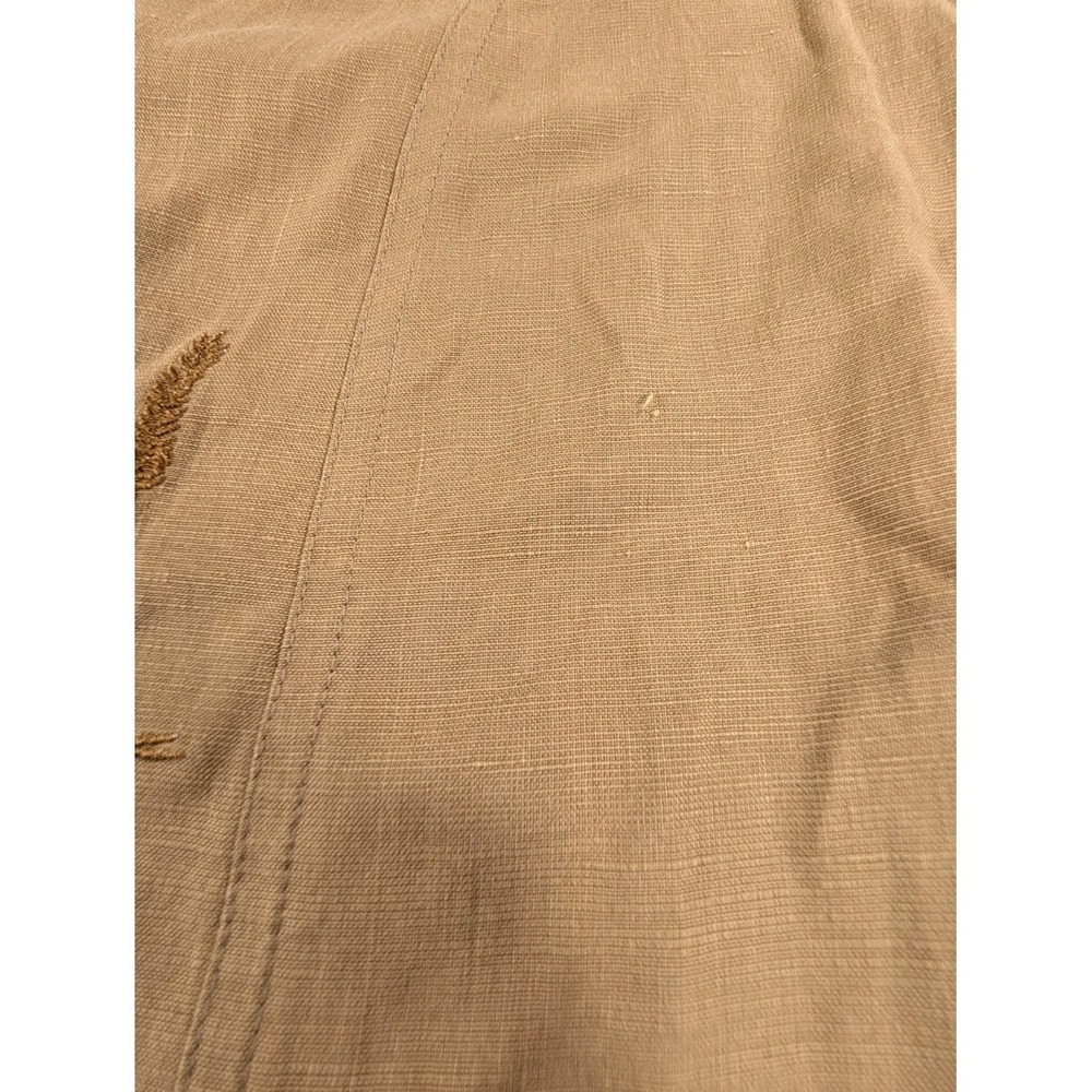 Wildroot Lagenlook Shirt Small Jacket Tan Embroidered Silk Linen Boho - Picture 10 of 10
